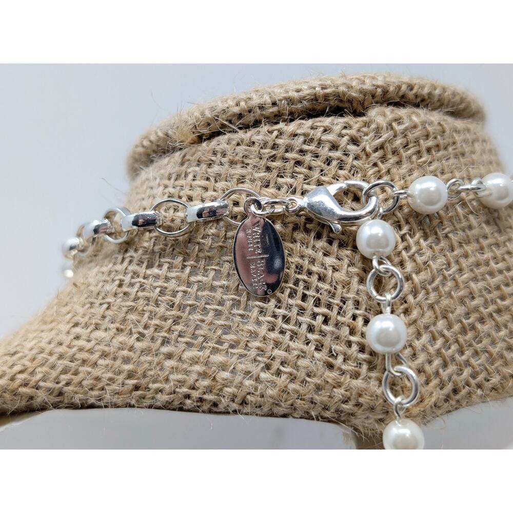 WHBM White House Black Market Necklace Silver Tone Beaded Statement Chunky - Picture 6 of 7